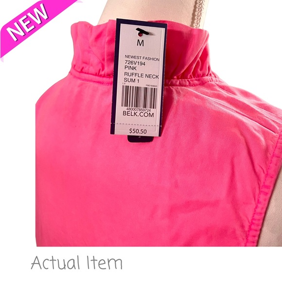 🆕 NWT Crown and Ivory Hot Pink Ruffle Sleeveless Top Size M 🩷 - Picture 7 of 7